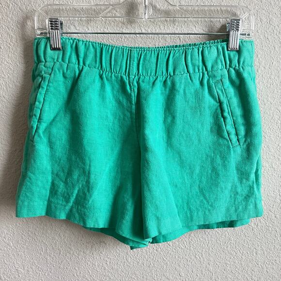 Lilly Pulitzer Pants - Lilly Pulitzer Green Lilo 4" Linen Shorts Women's M Pull On Palm Beach Chic